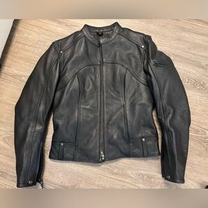 Womens Leather Motorcycle Riding Jacket Size M First Classics Removable Liner